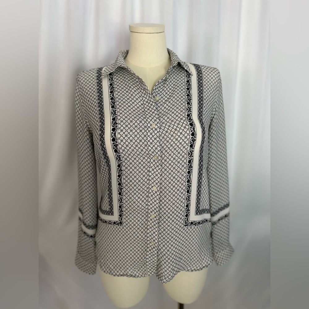 Loft Black & White Printed Women's Blouse (638) - Picture 3 of 15